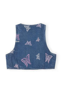 Débardeur court à broderie en denim - Denim