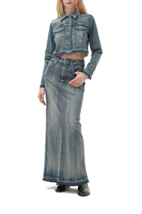 Jupe longue à bords teintés en denim - Tint Wash