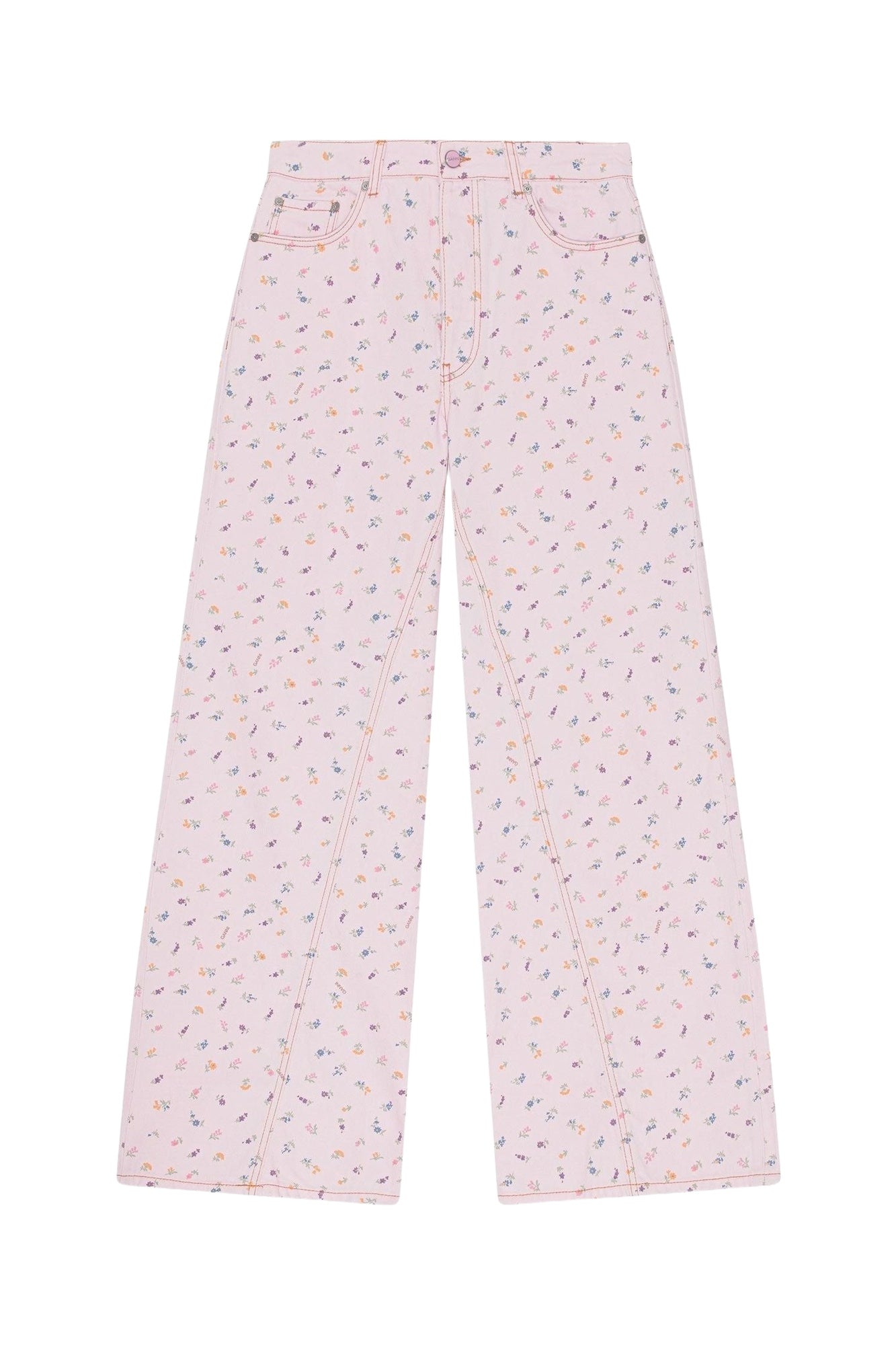 Pantalon Joezy à imprimé floral en denim - Pink Tulle