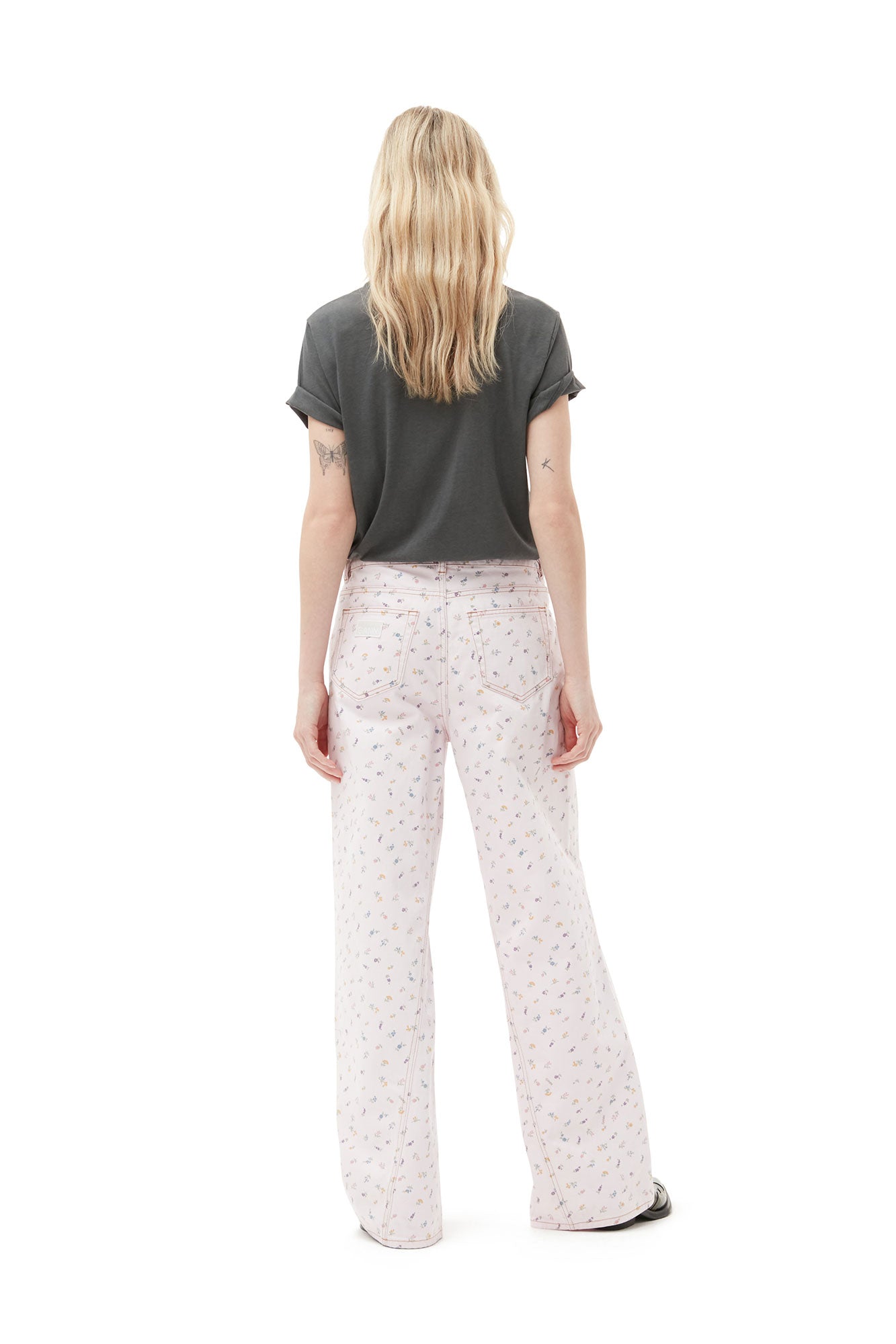 Pantalon Joezy à imprimé floral en denim - Pink Tulle