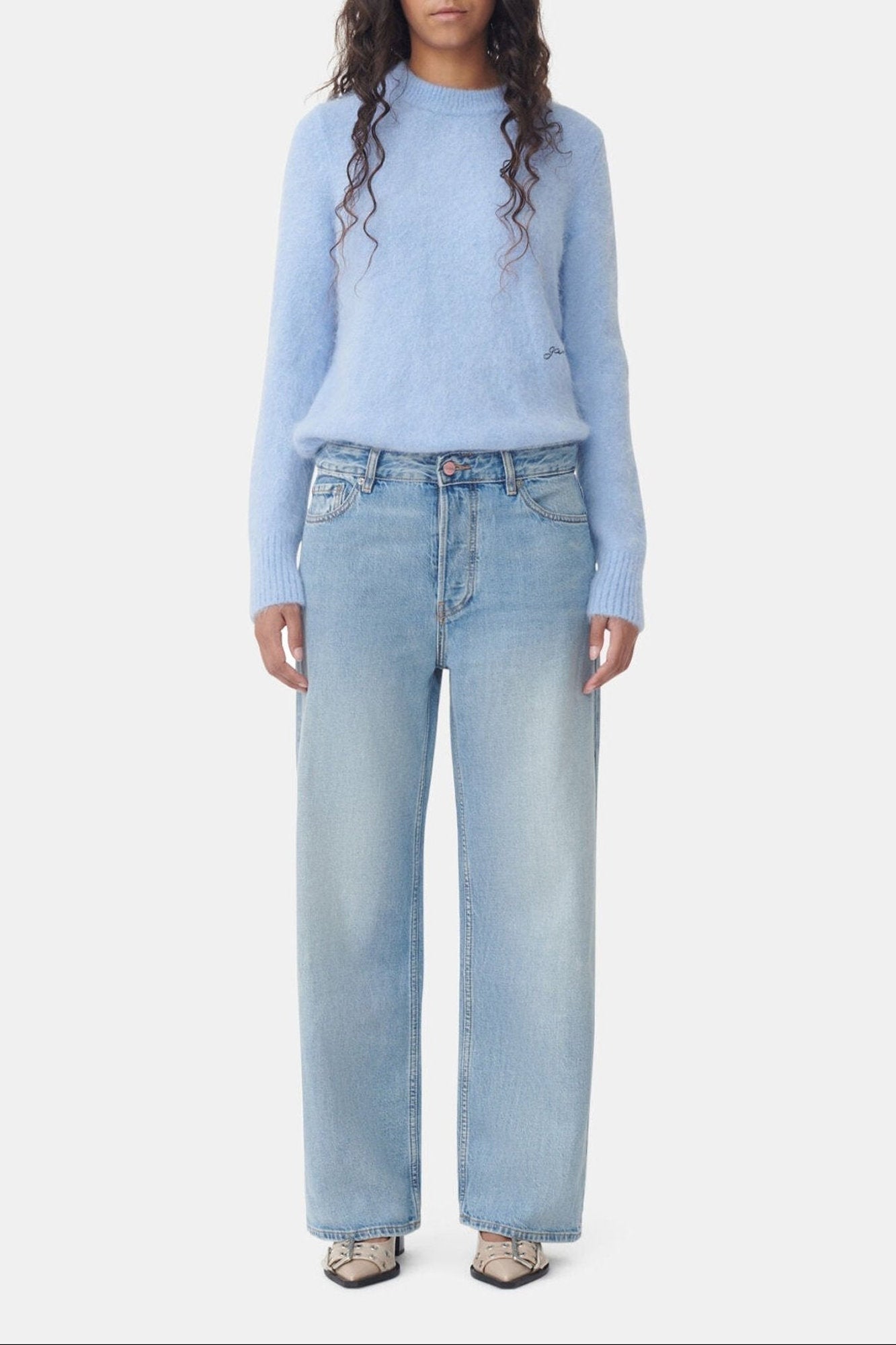 Pantalon Izey délavé en denim - Light Blue Vintage