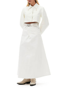 Jupe longue à double braguette en denim - Bright White
