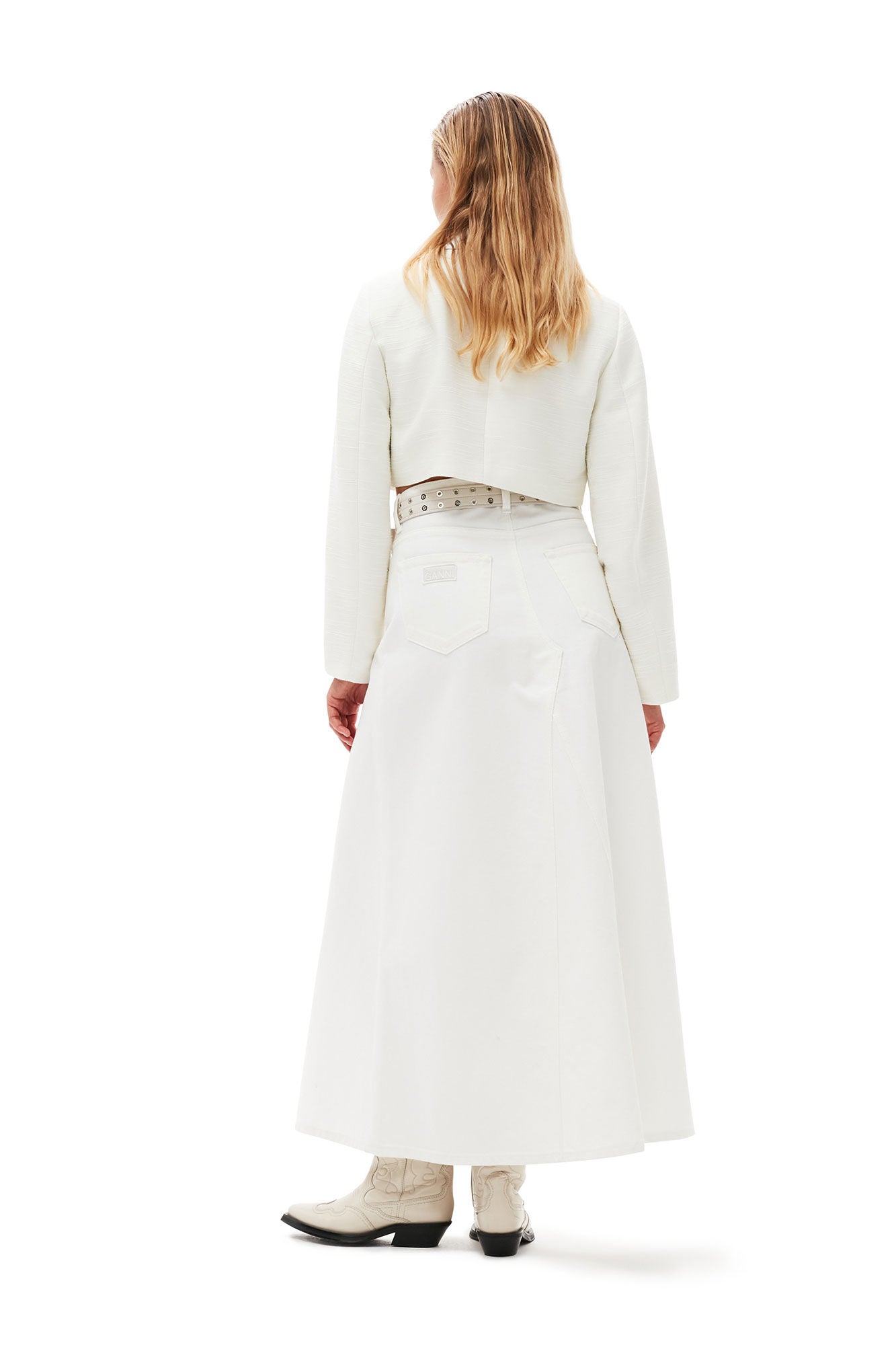 Jupe longue à double braguette en denim - Bright White