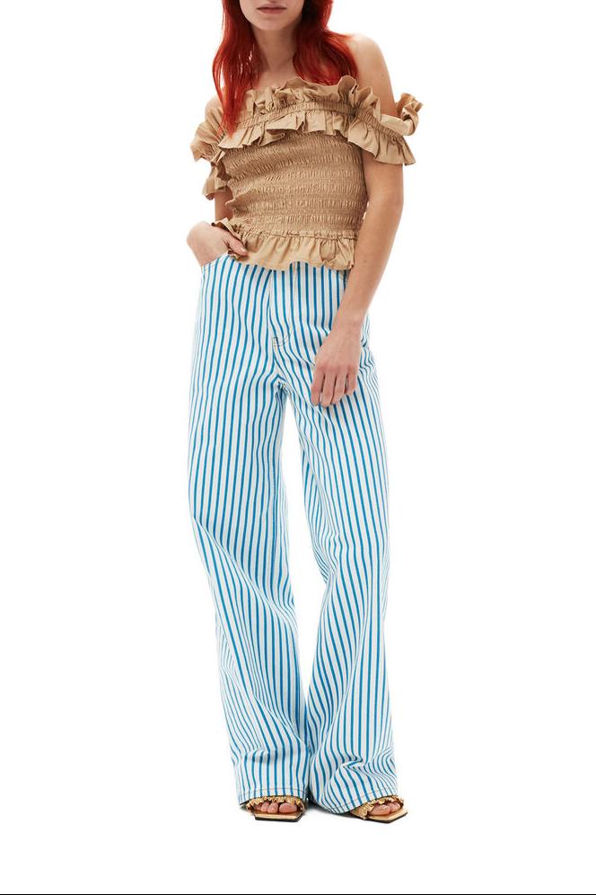 Pantalon rayé Magny en denim - Bright White