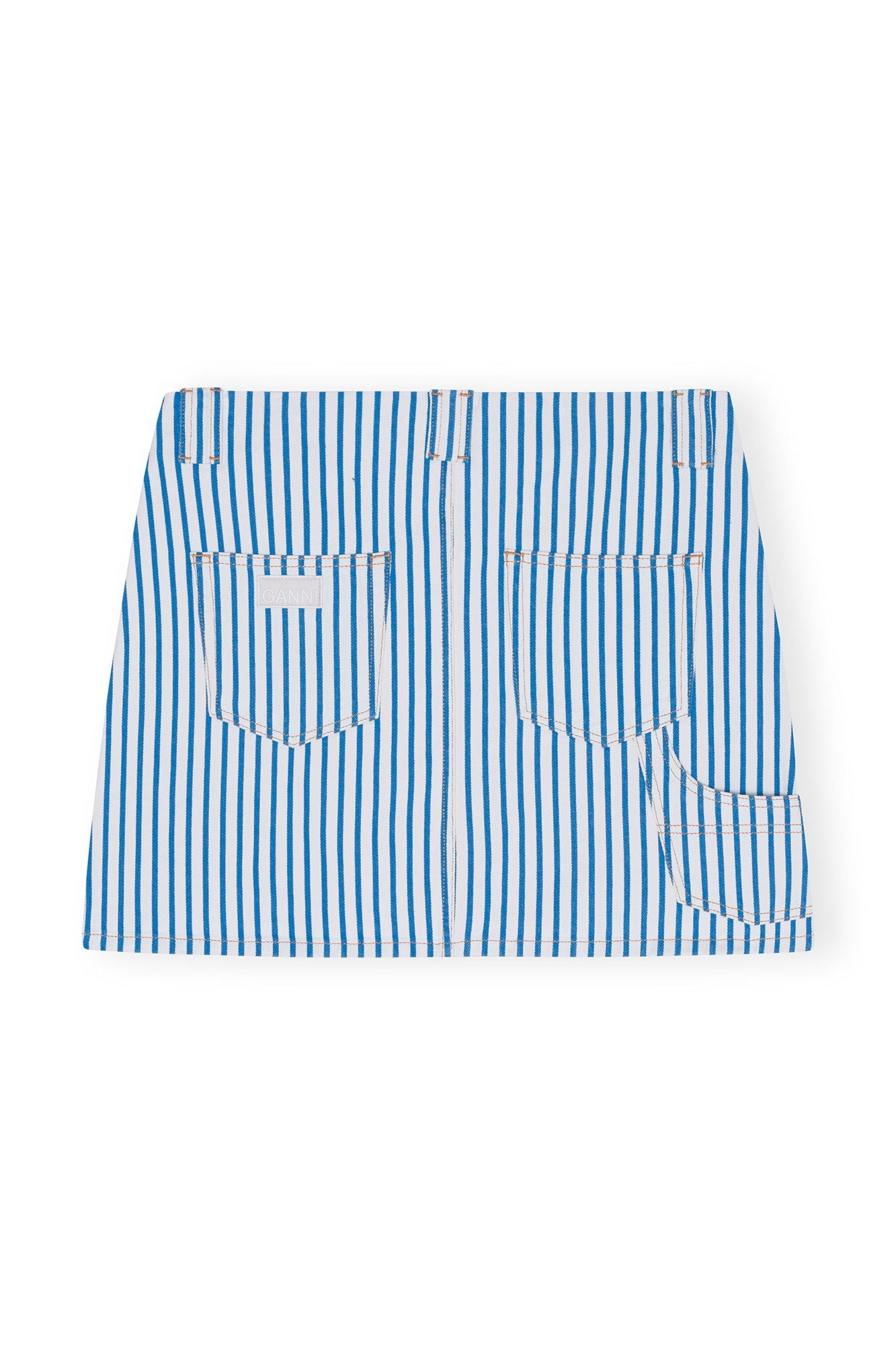 Jupe courte rayée en denim - Bright White