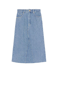 Jupe midi épais en denim - Light Blue Stone