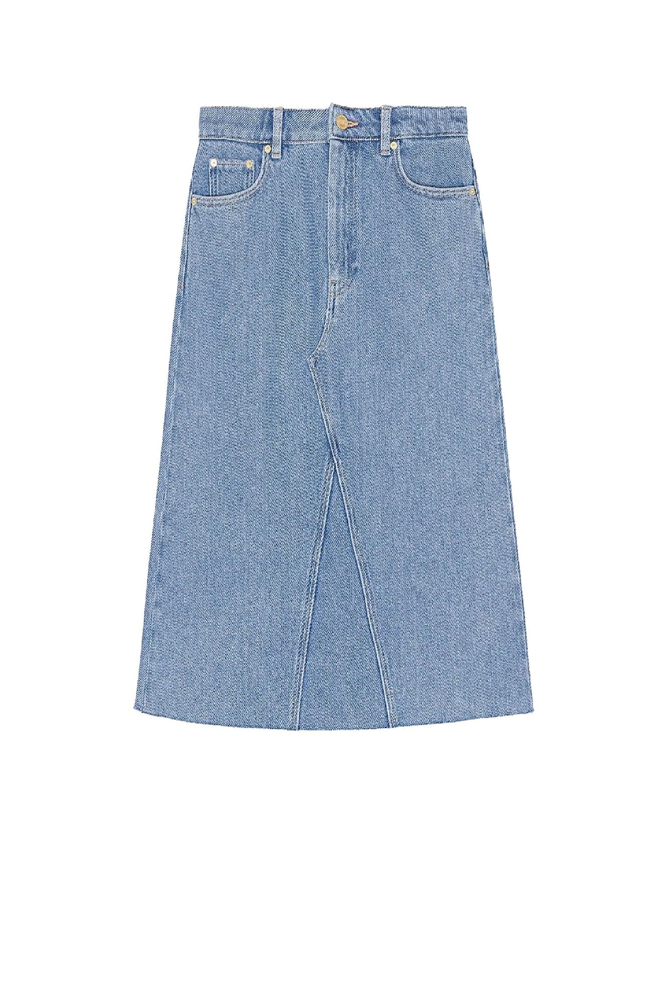 Jupe midi épais en denim - Light Blue Stone