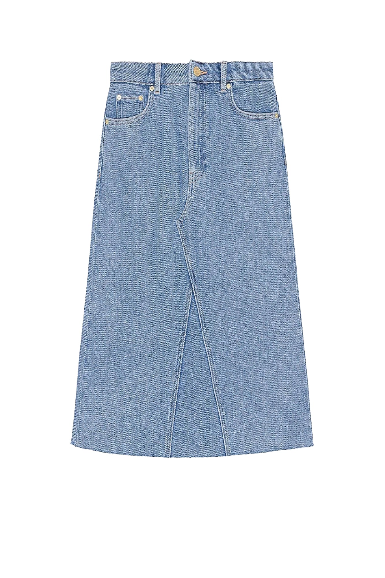 Thick denim midi skirt - Light Blue Stone