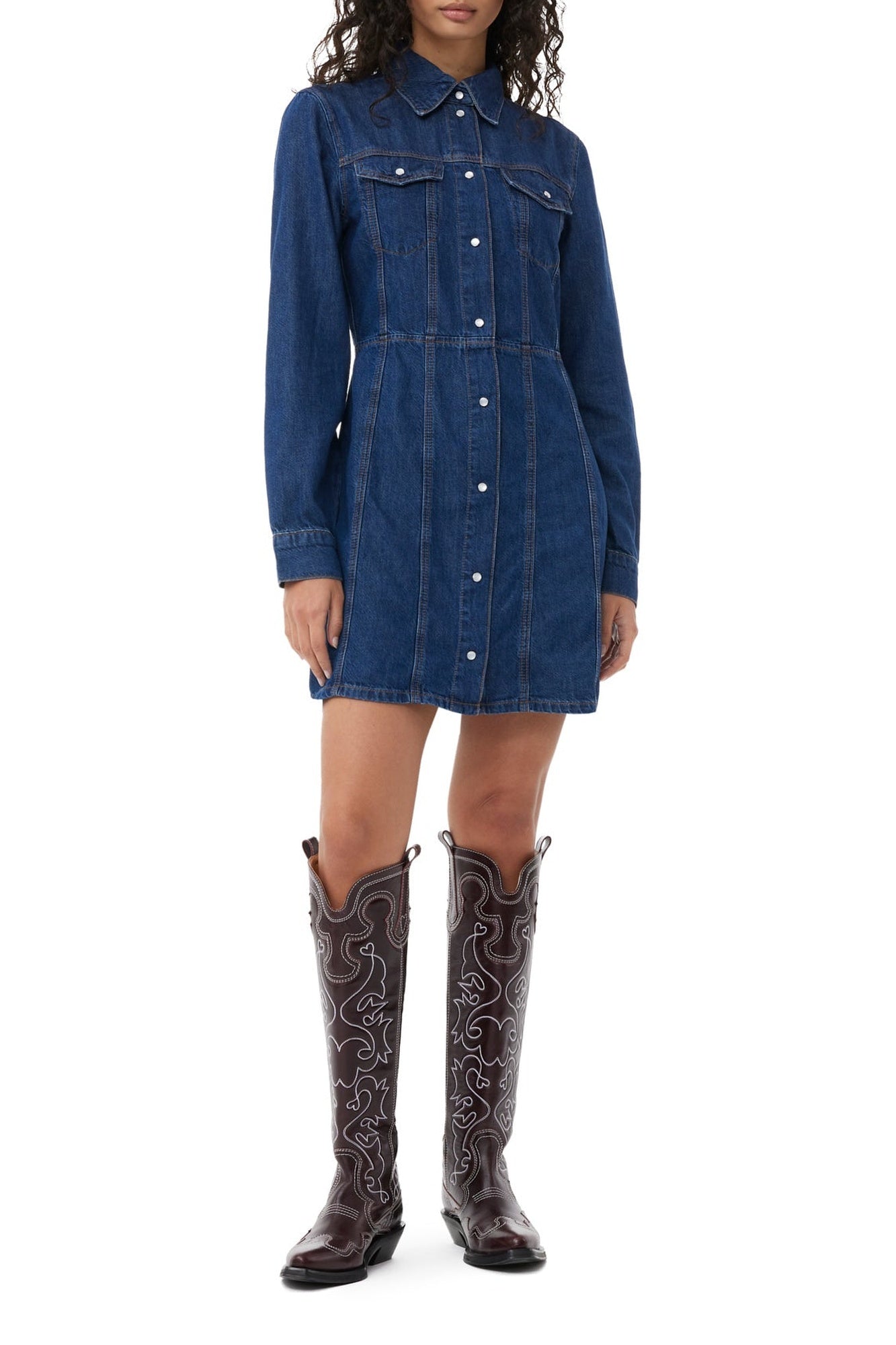 Robe courte en denim - Mid Blue Stone