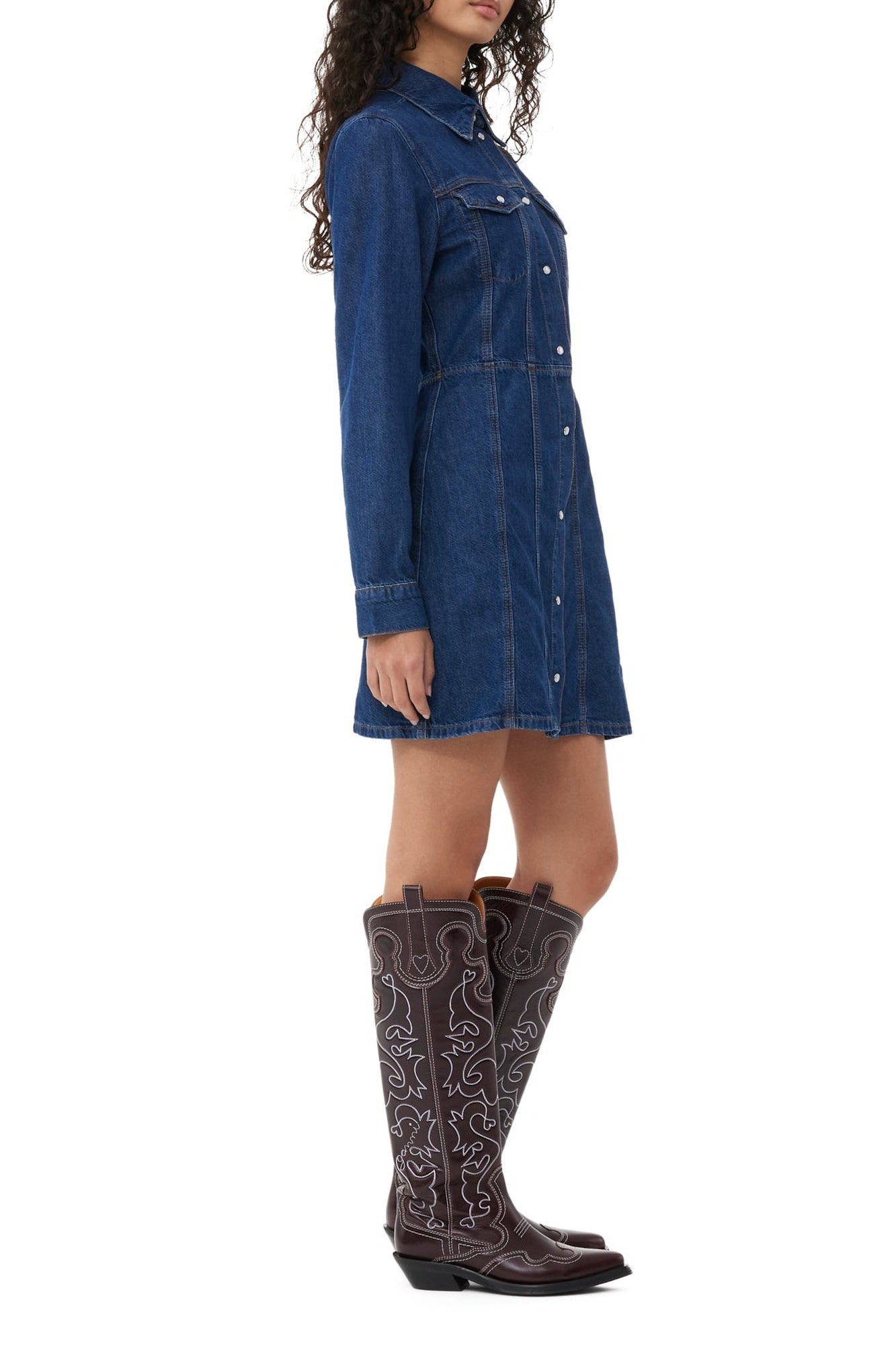 Robe courte en denim - Mid Blue Stone
