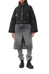 Snow washed denim trousers with skirt - Black Washed