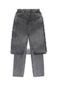 Pantalon avec jupe délavé Snow en denim - Black Washed