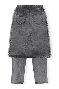 Pantalon avec jupe délavé Snow en denim - Black Washed