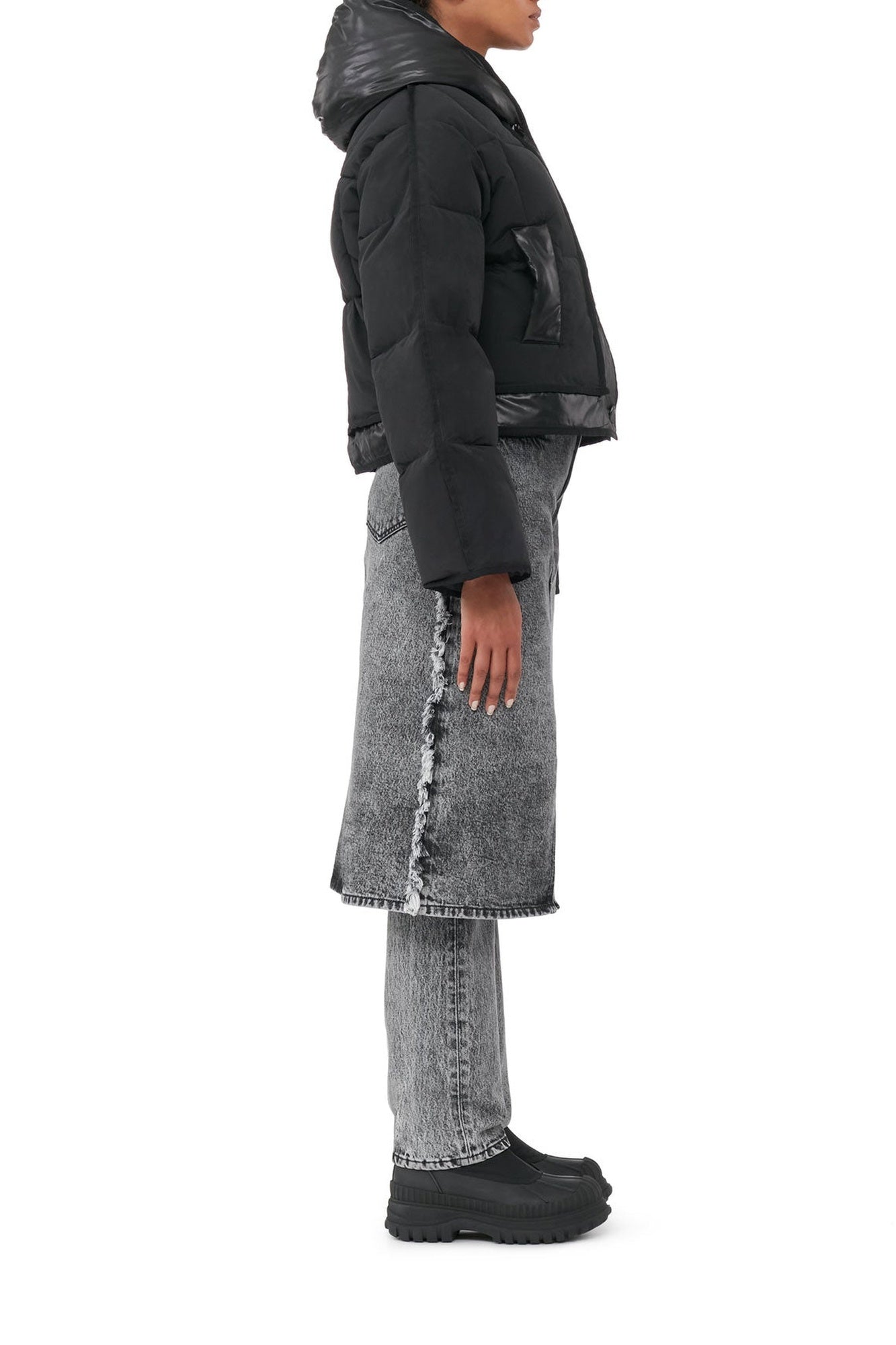 Pantalon avec jupe délavé Snow en denim - Black Washed