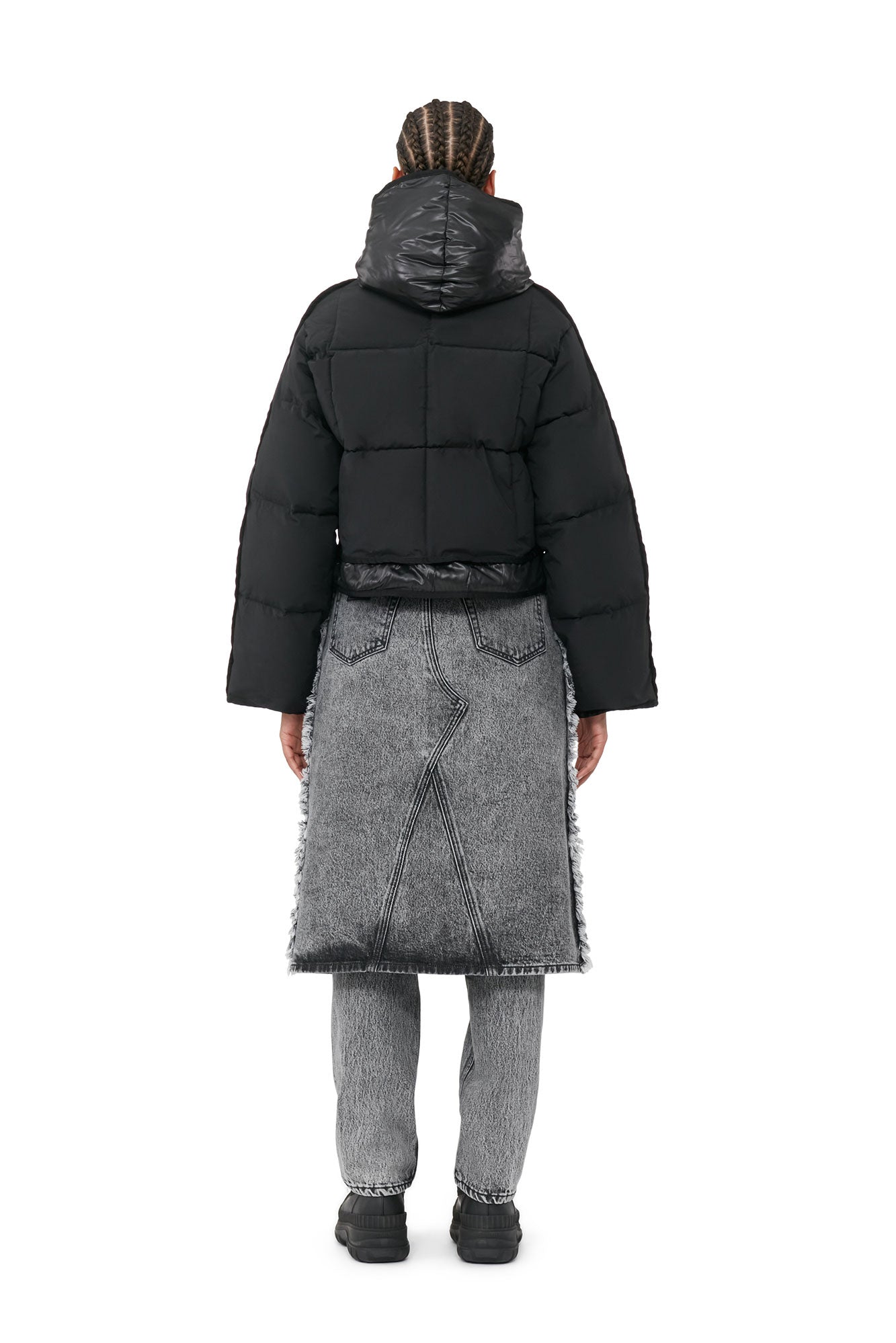 Pantalon avec jupe délavé Snow en denim - Black Washed