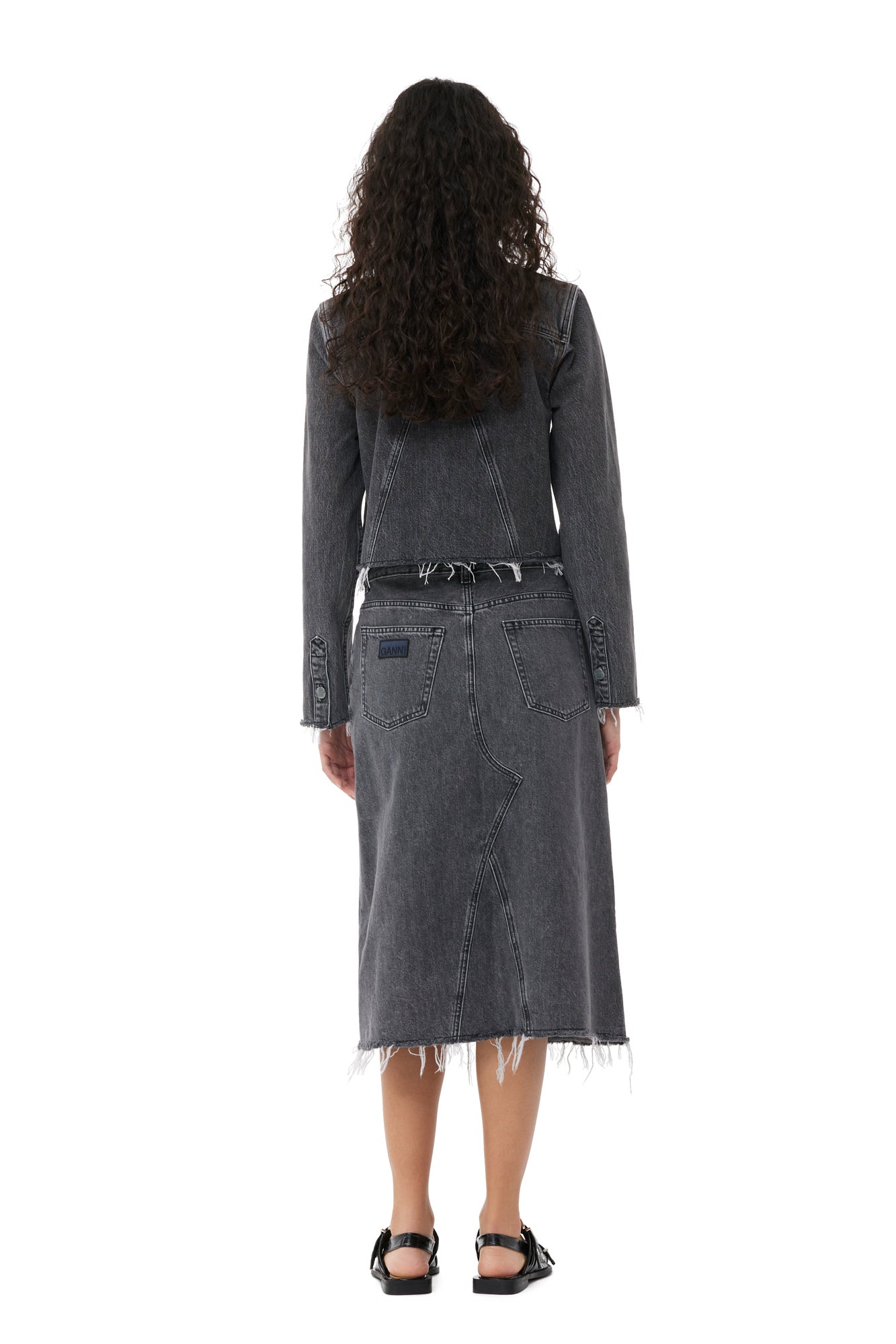Jupe midi en denim - Washed Black