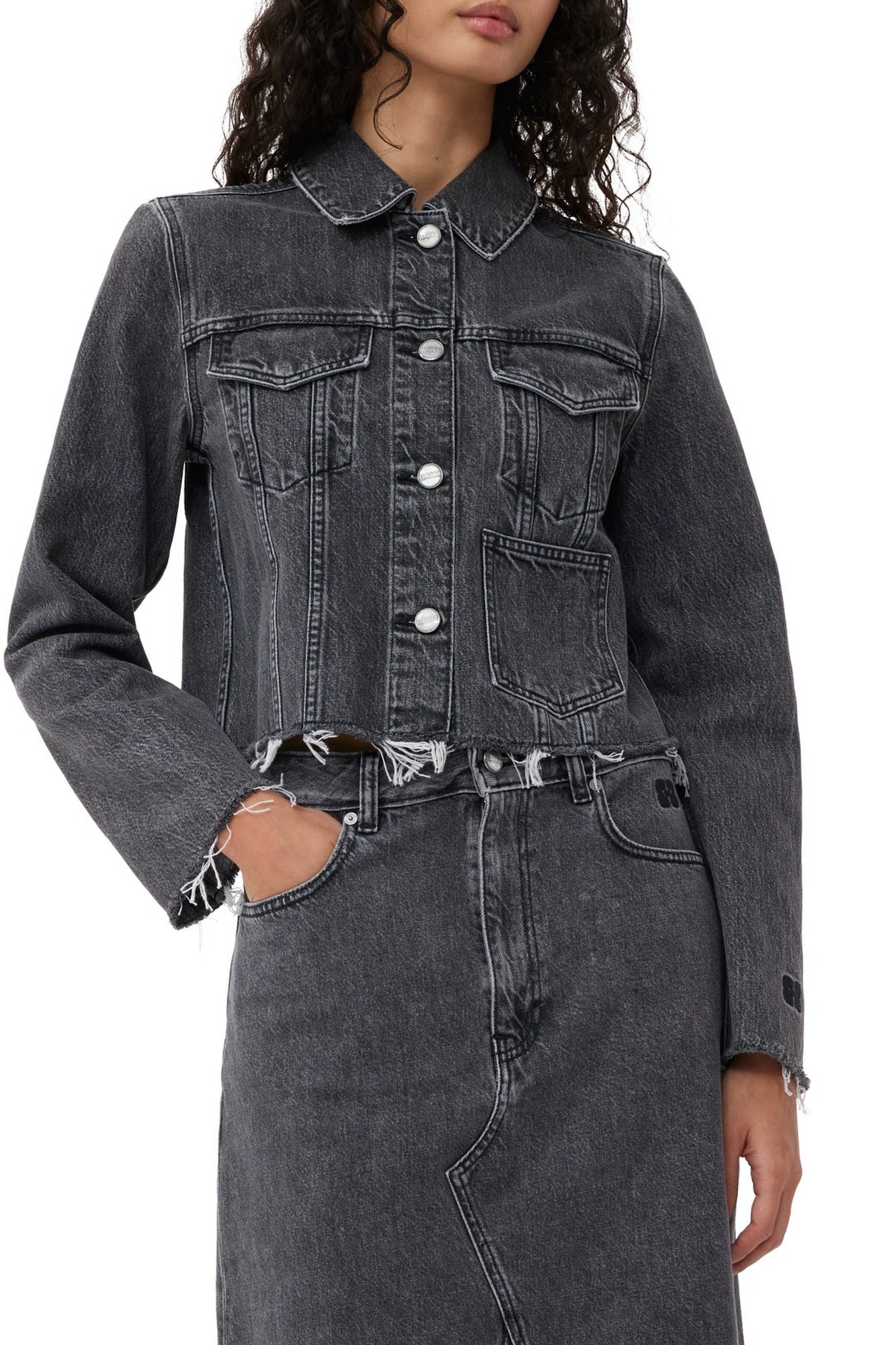 Jupe midi en denim - Washed Black