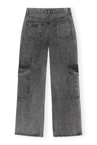 Pantalon droit délavé Angi en denim - Black Washed