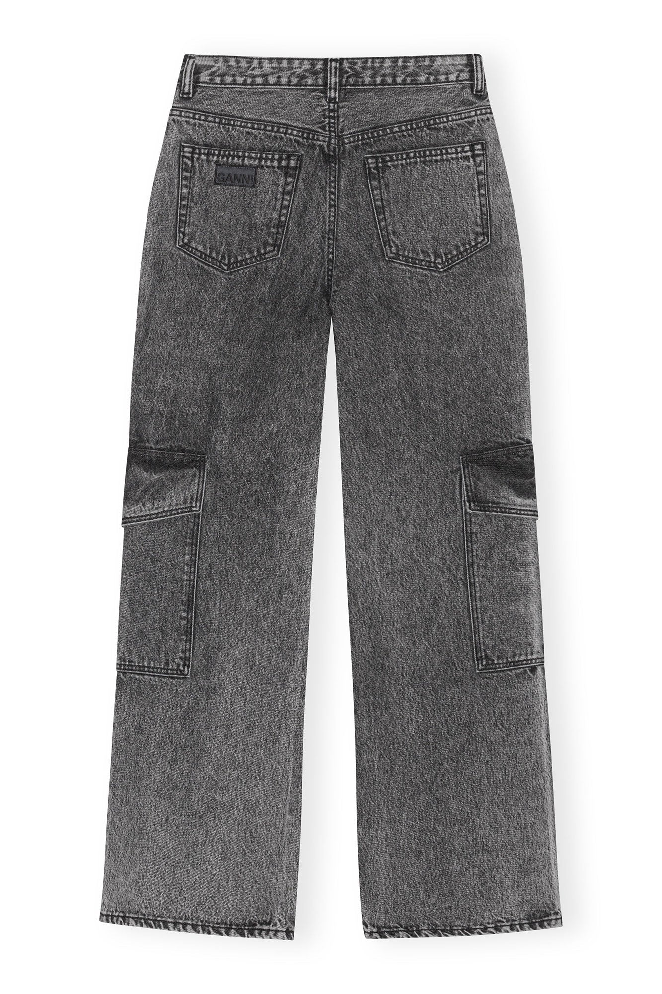 Pantalon droit délavé Angi en denim - Black Washed