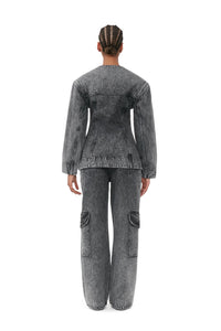 Pantalon droit délavé Angi en denim - Black Washed