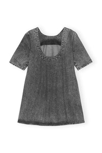 Robe courte trapèze délavé Snow en denim - Black Washed