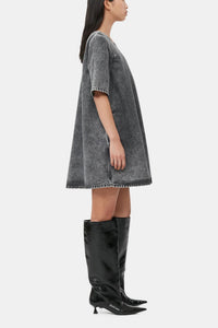 Robe courte trapèze délavé Snow en denim - Black Washed