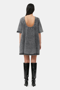 Robe courte trapèze délavé Snow en denim - Black Washed