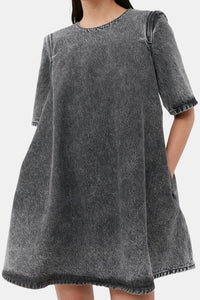Robe courte trapèze délavé Snow en denim - Black Washed