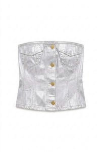 Bustier irrisé en denim - Bright White