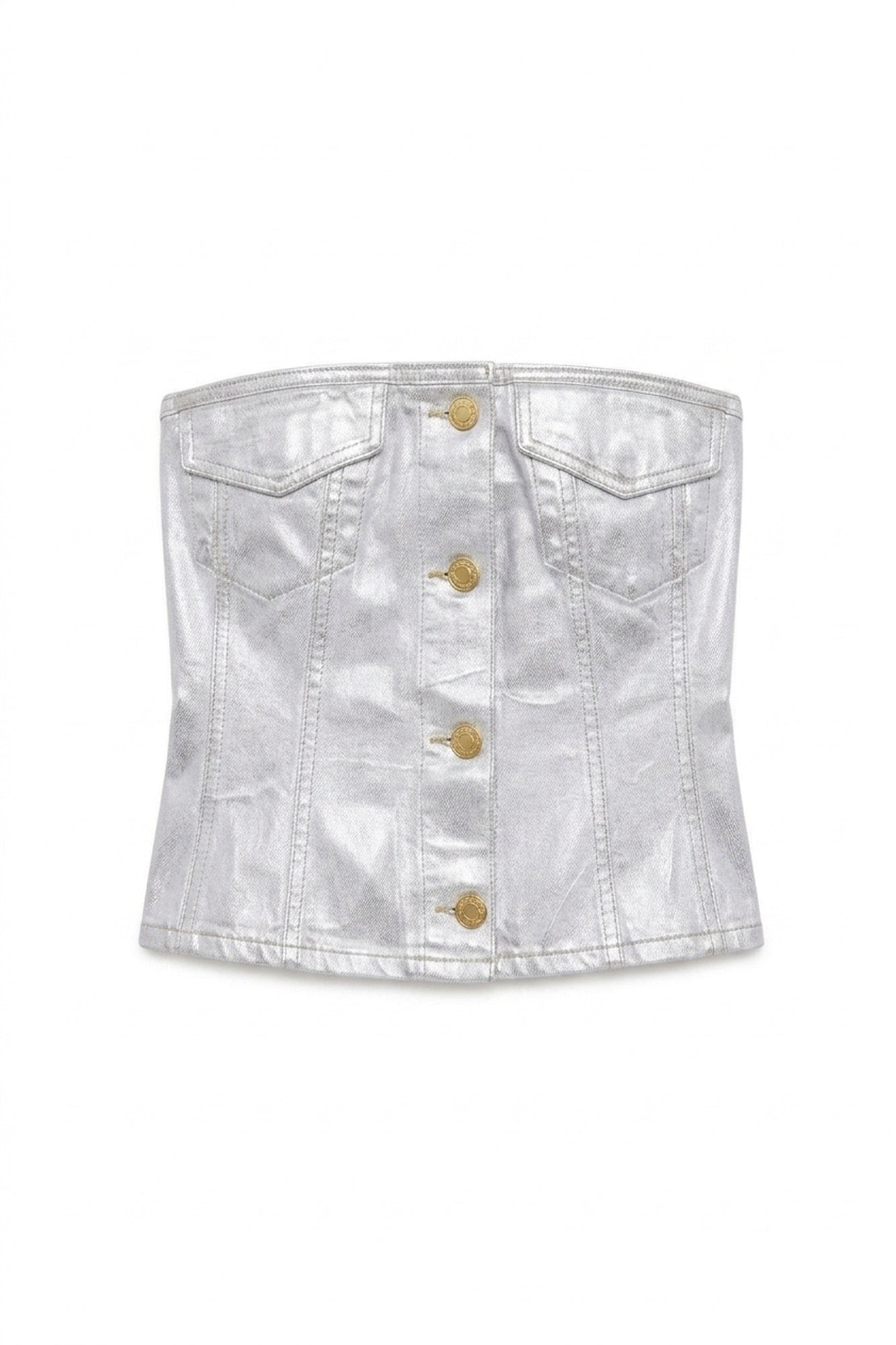 Bustier irrisé en denim - Bright White