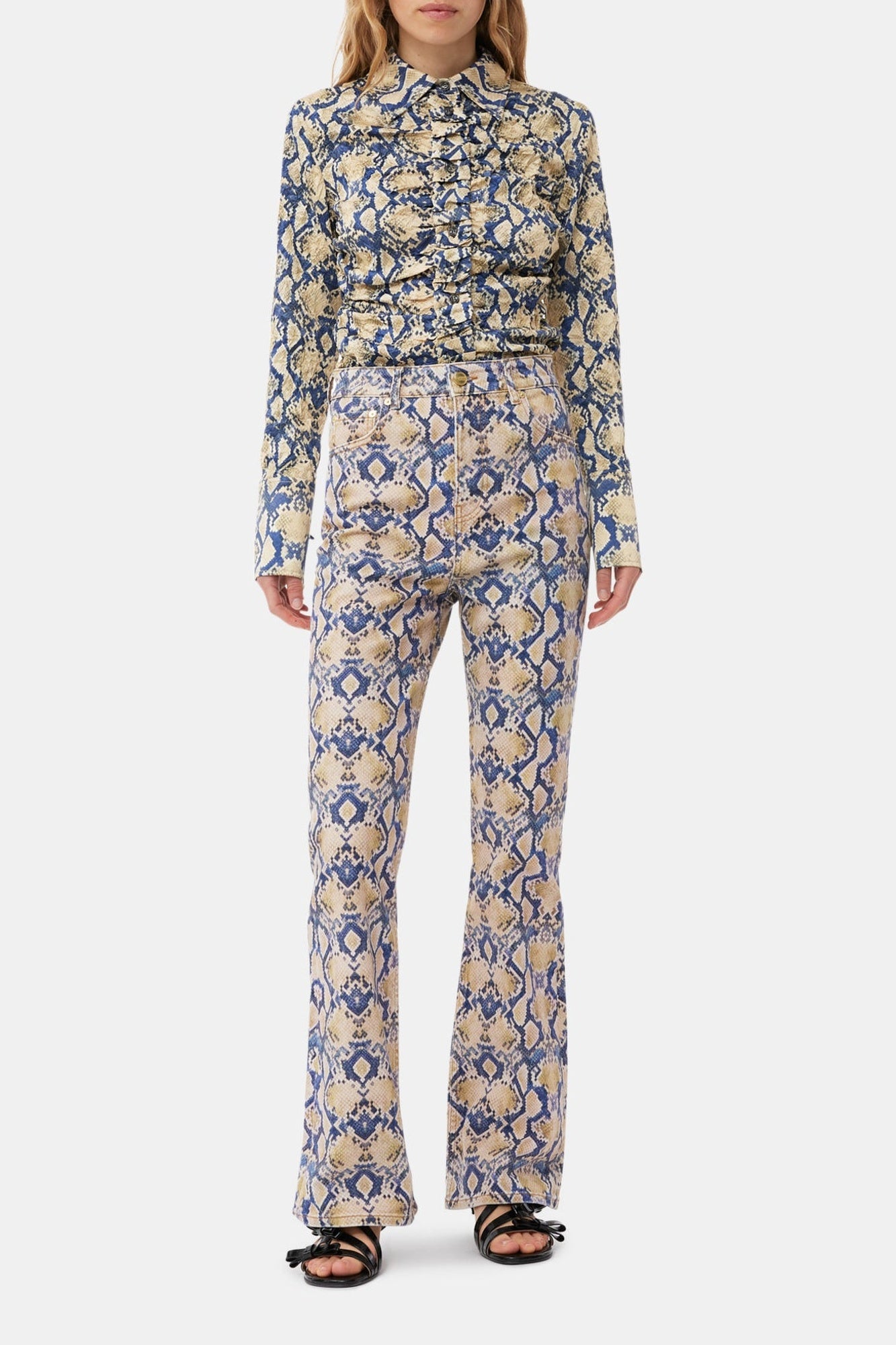 Pantalon Iry imprimé en denim - Safari