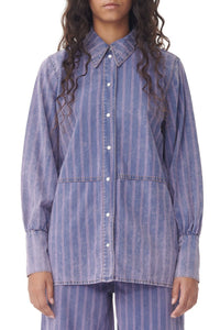 Chemise à rayures en denim - Mid Blue Stone