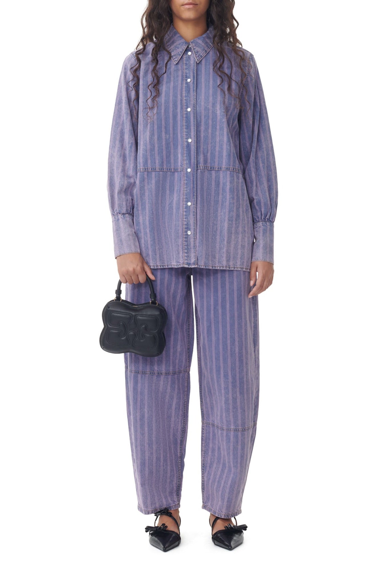 Chemise à rayures en denim - Mid Blue Stone