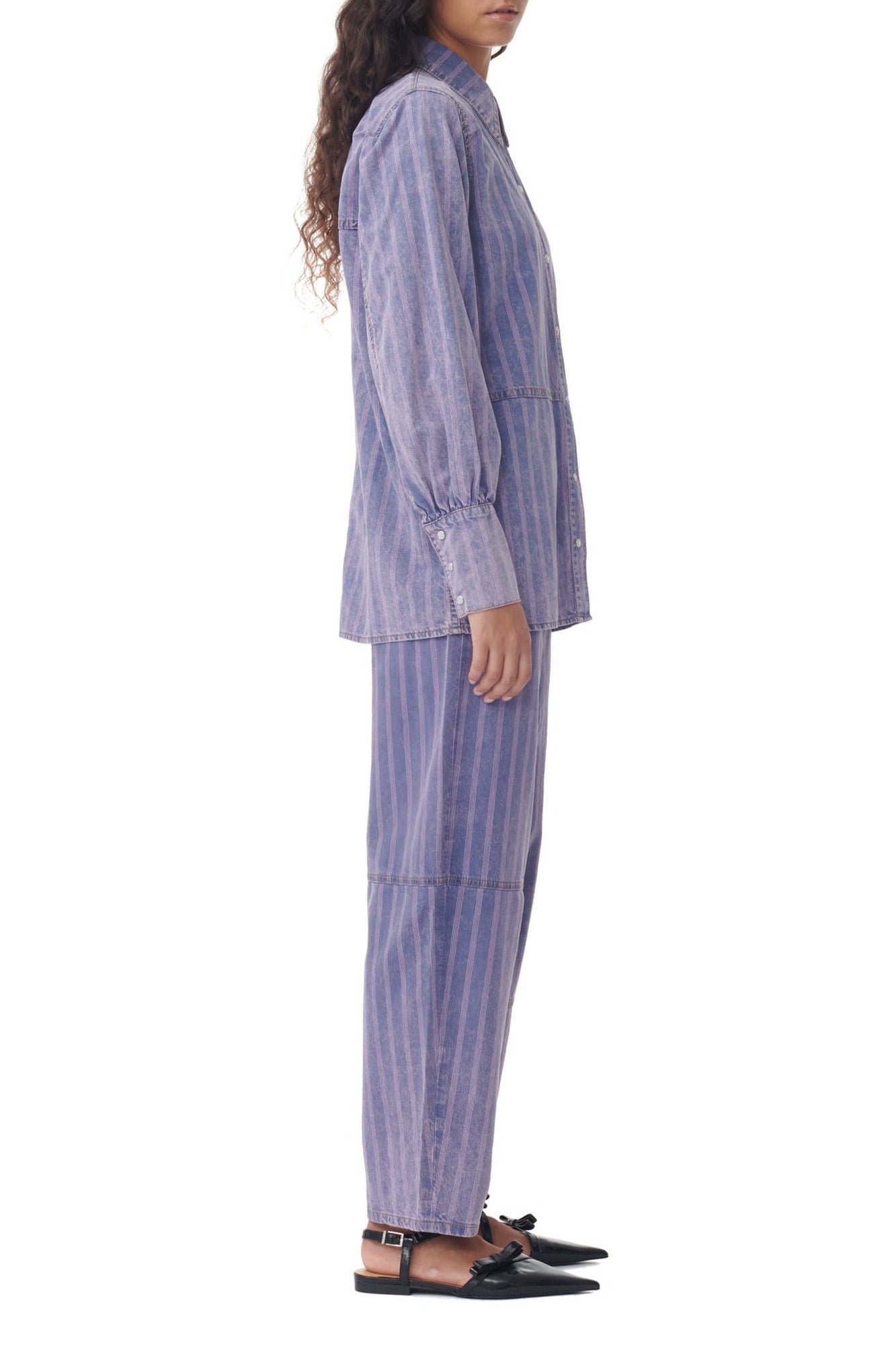 Chemise à rayures en denim - Mid Blue Stone