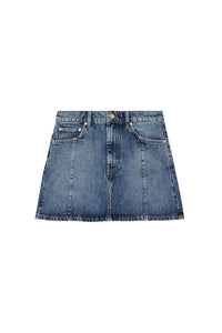 Mini skirt with glittering denim logo - Tint Wash