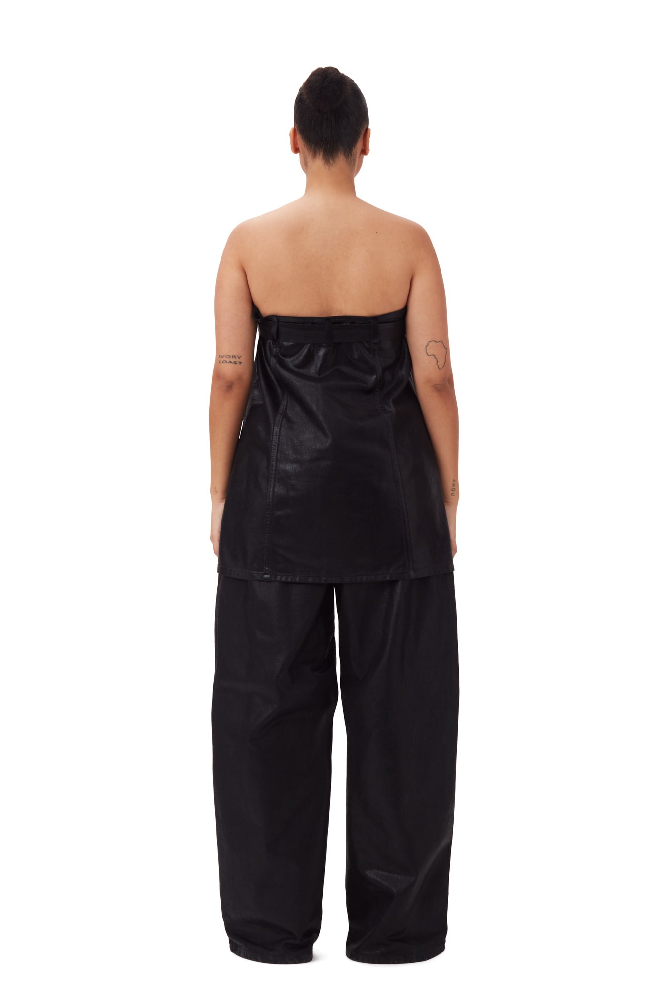 Bustier boutonnée irrisé en denim - Black
