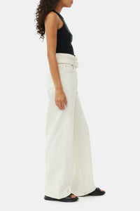 Pantalon paperbag en denim - Egret
