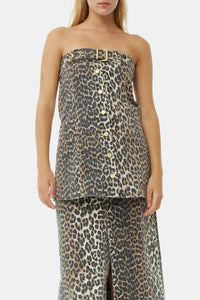 Bustier imprimé en denim - Leopard