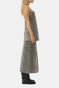 Bustier imprimé en denim - Leopard