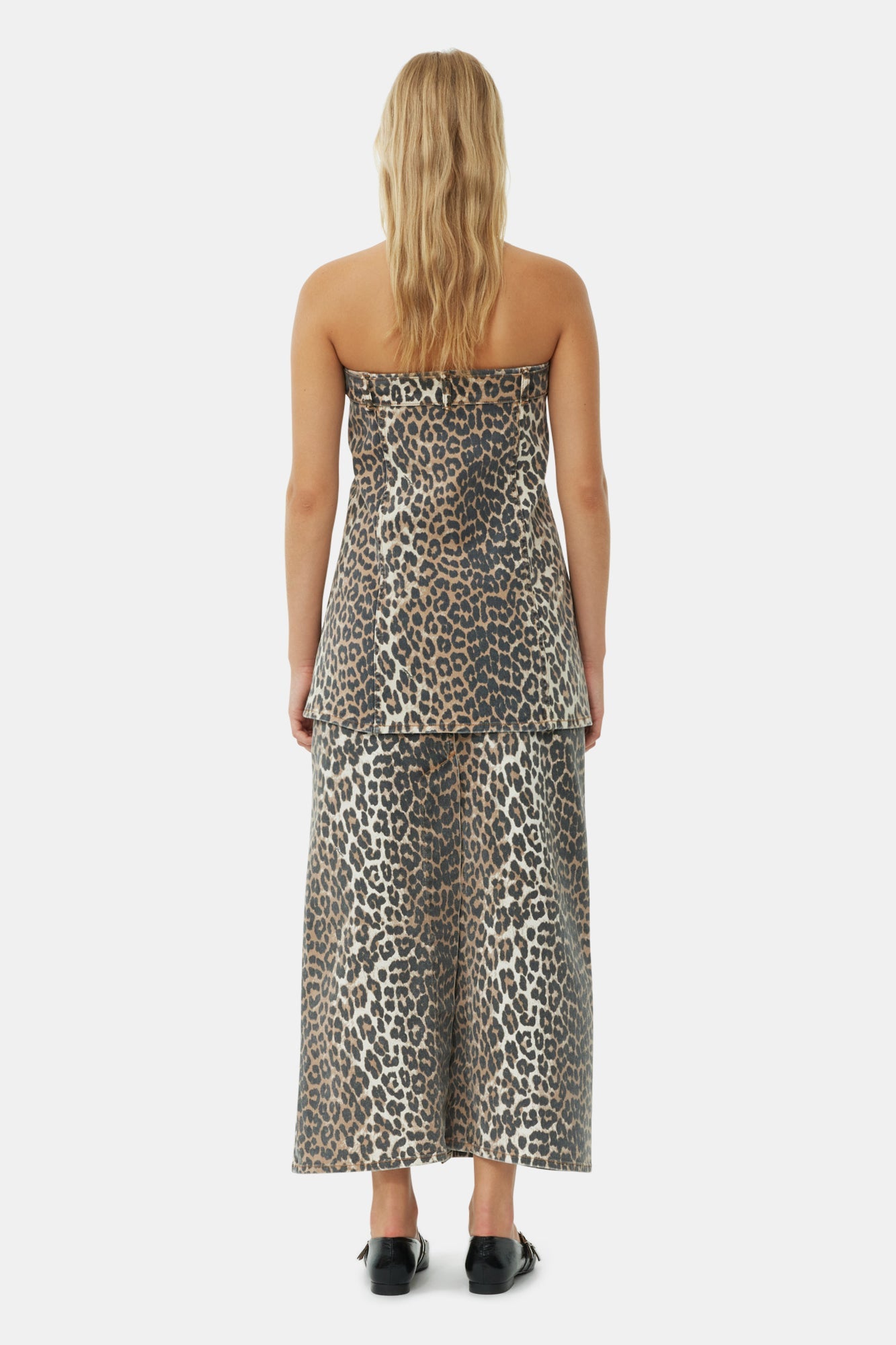 Bustier imprimé en denim - Leopard