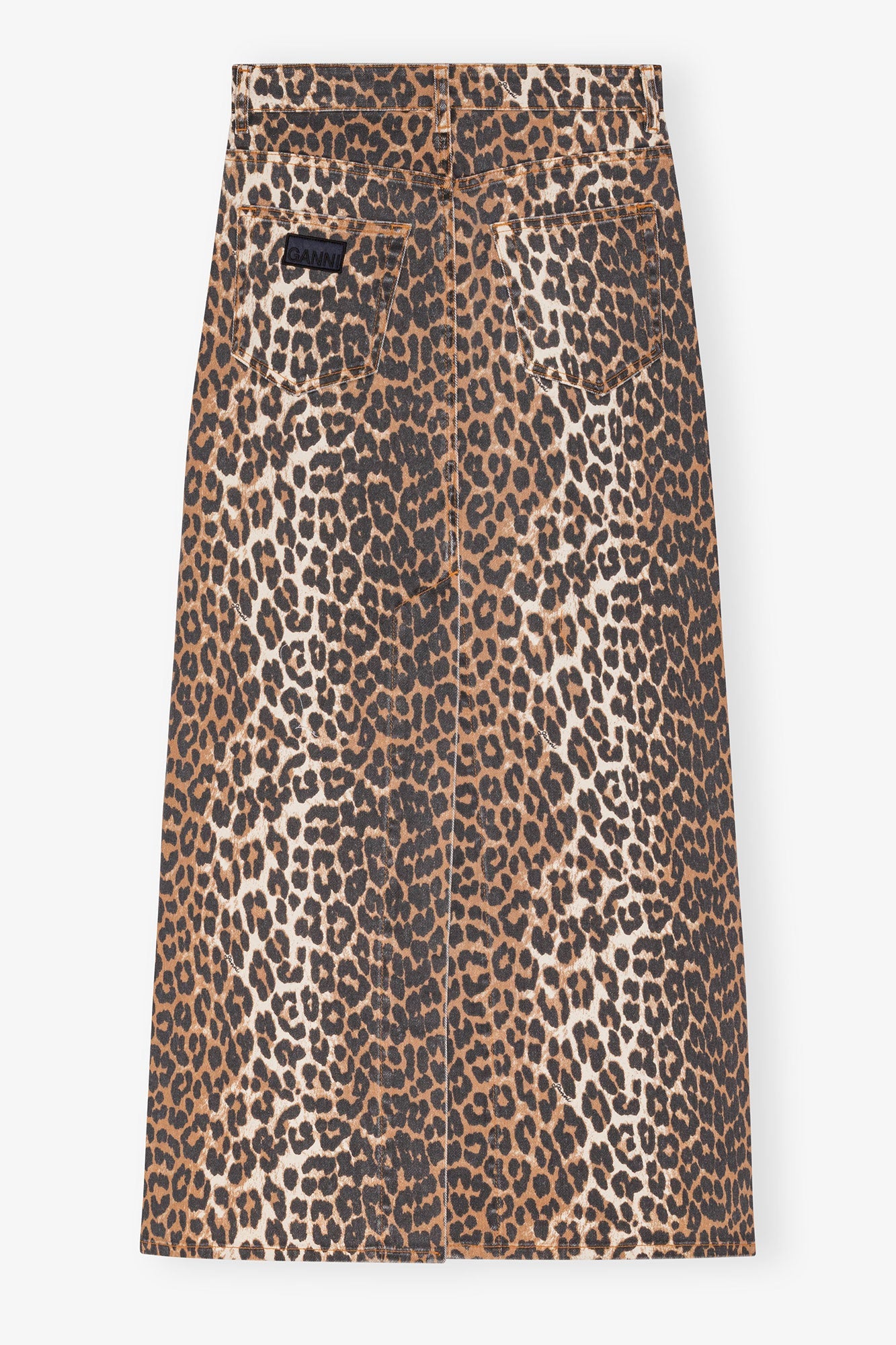 Jupe longue fendue en denim imprimé - Leopard