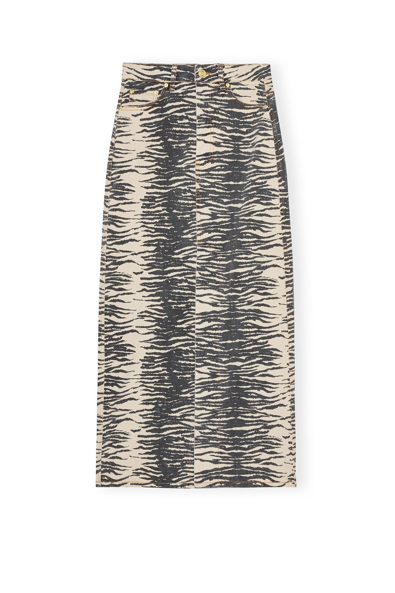 Jupe longue fendue en denim imprimé - Oyster Gray
