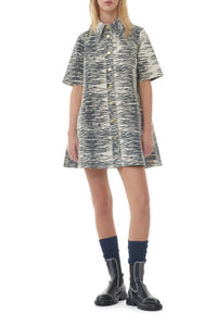 Robe courte en denim imprimé - Oyster Gray