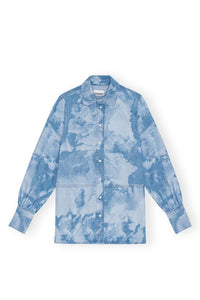 Chemise à imprimé délavé en denim - Light Blue Stone