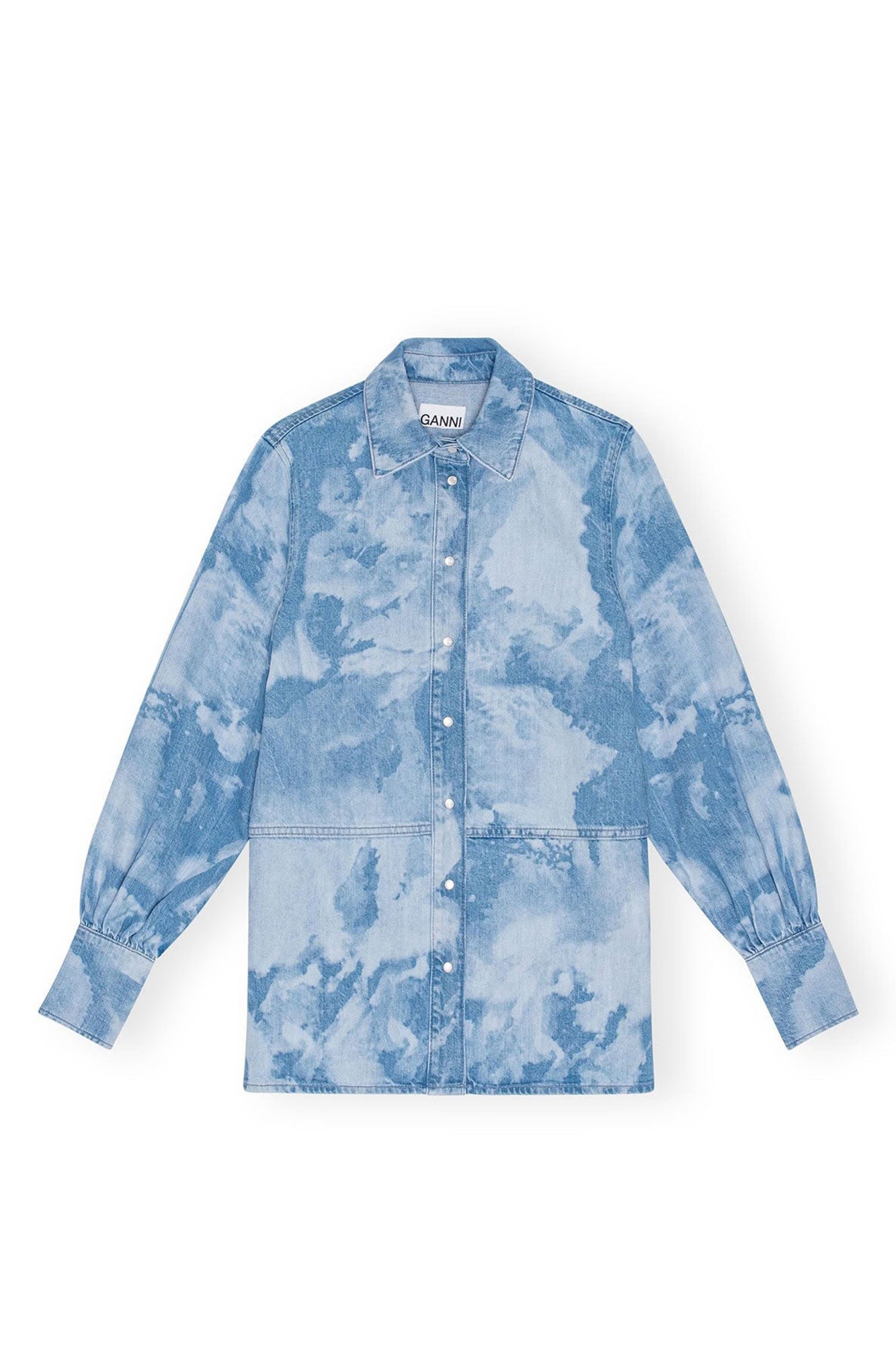Chemise à imprimé délavé en denim - Light Blue Stone