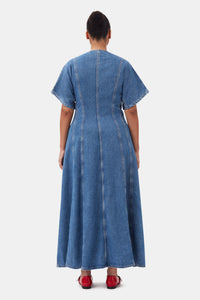 Robe longue en denim - Mid Blue Stone