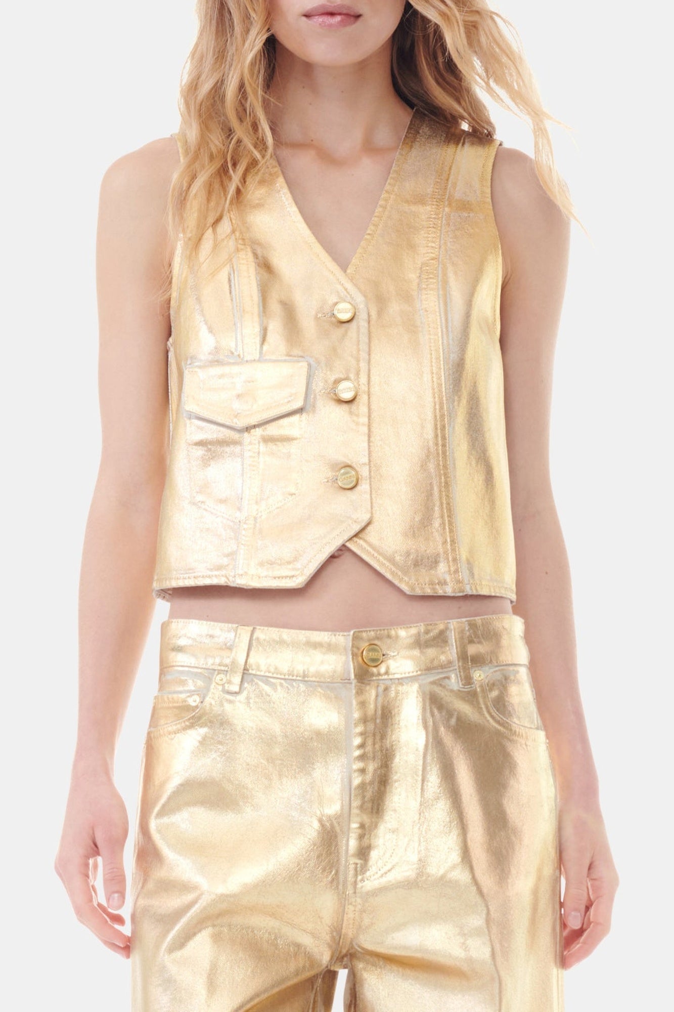 Gilet irrisé en denim - Egret