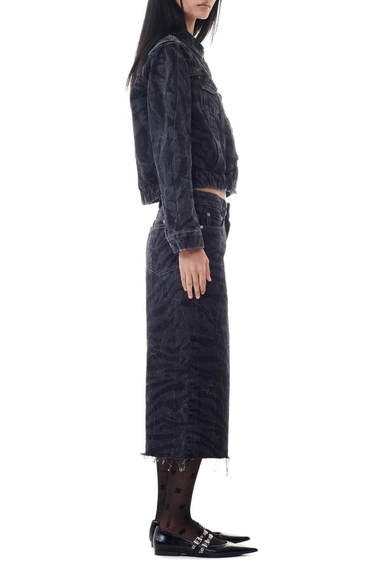 Veste à imprimé laser en denim - Black