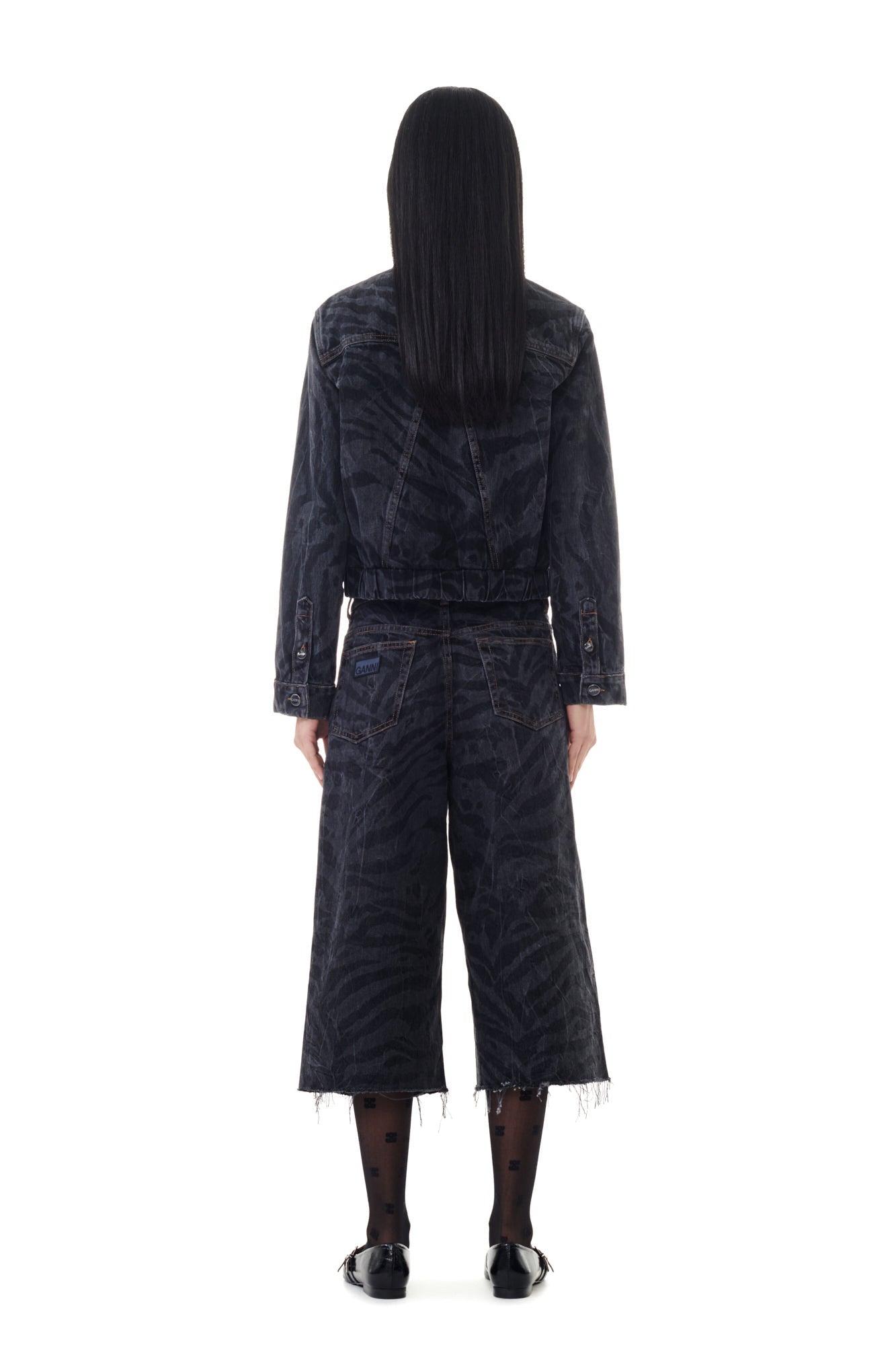 Veste à imprimé laser en denim - Black