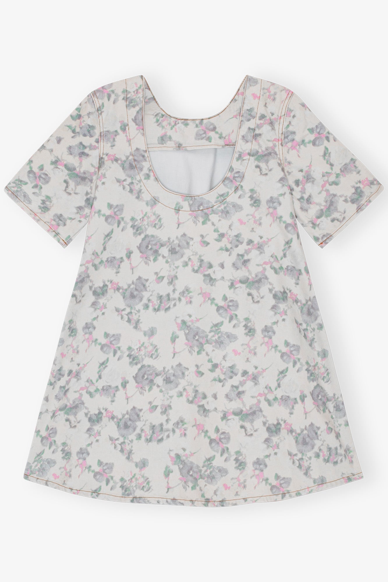 Robe courte imprimé dos nu en denim - Tofu